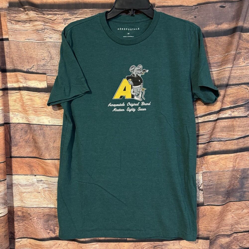 Aeropostale Original Brand Nineteen Eighty Seven Shirt Mens Medium M Mouse Green